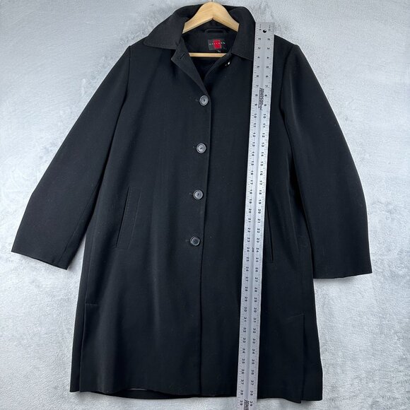 Gallery Maxi Coat Collar Detachable Hood Women's Size Large Button Front Black - Picture 9 of 14